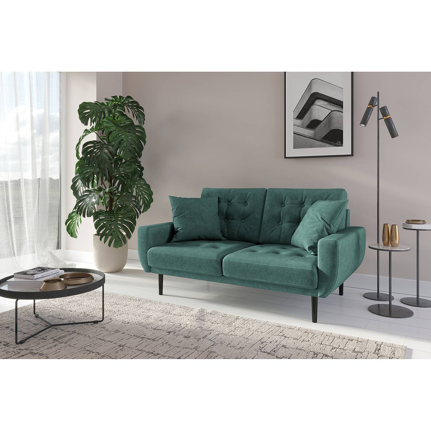 Norrwood Sofa Vaise I 2-Sitzer Dunkelblau Samt 154x83x90 cm von Fredriks