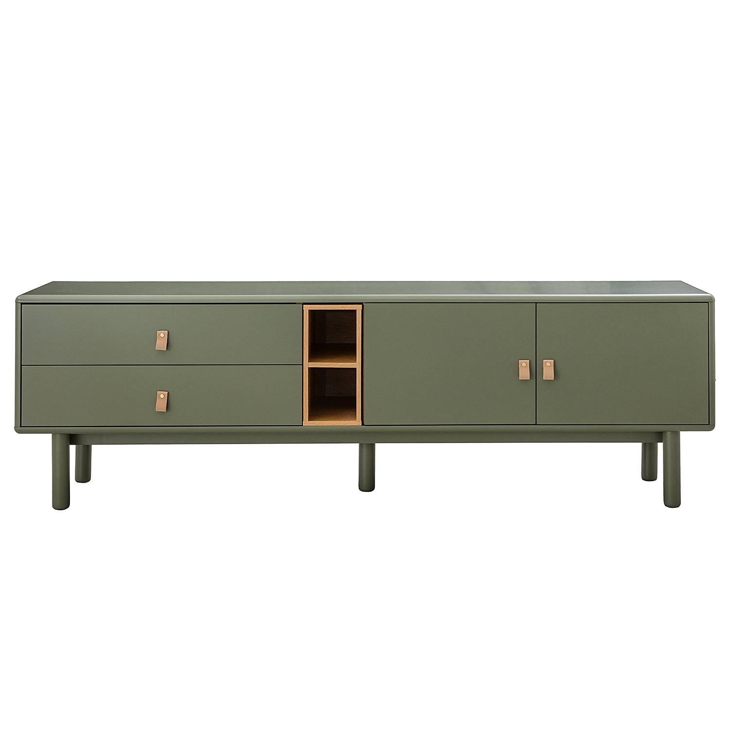 home24 TV-Lowboard 180 cm Front & Korpus: MDF Mitteldichte Holzfaserplatte , lackiert Einsatz: Spanplatte, beschichtet Griff: Kunstleder Gestell: home24 TV-Lowboard 180 cm Front & Korpus: MDF Mitteldichte Holzfaserplatte , lackiert Einsatz: Spanplatte, beschichtet Griff: Kunstleder Gestell: von home24