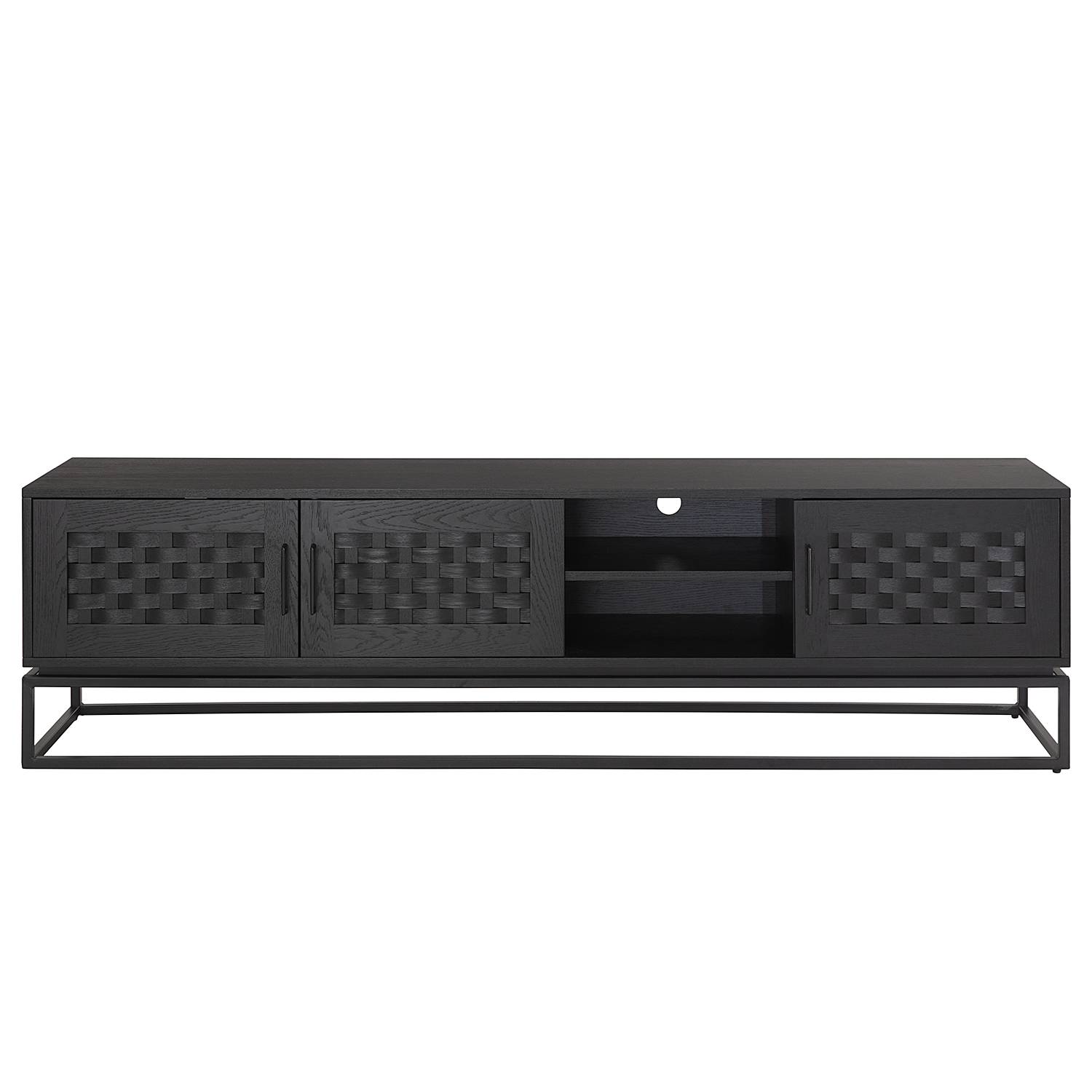 home24 TV-Lowboard 200 cm Front & Korpus: MDF Mitteldichte Holzfaserplatte , furniert Gestell: Metall, lackiert Schwarz/Pappel Schwarz 200 x 55 x 40cm home24 TV-Lowboard 200 cm Front & Korpus: MDF Mitteldichte Holzfaserplatte , furniert Gestell: Metall, lackiert Schwarz/Pappel Schwarz 200 x 55 x 40cm von home24