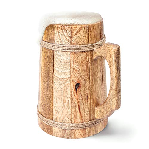 Norse Tradesman Bierkrug aus Holz – 100% Handgefertigter Bierkrug – Inklusive Mittelalterlichem Geschenksack (500 ml) von Norse Tradesman