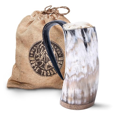 Norse Tradesman Wikinger Met Krug 1300ml Bierkrüge Vikinger Deko Met Mittelalter Geschenke für Männer Bierkrug Holz Vikinger Becher Trinkbecher von Norse Tradesman