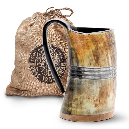 Norse Tradesman Wikinger Met Krug 1300ml Bierkrüge Vikinger Deko Met Mittelalter Geschenke für Männer Bierkrug Holz Vikinger Becher Trinkbecher von Norse Tradesman