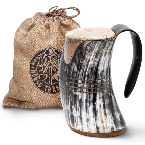 Norse Tradesman Wikinger Met Krug 1300ml Bierkrüge Vikinger Deko Met Mittelalter Geschenke für Männer Bierkrug Holz Vikinger Becher Trinkbecher von Norse Tradesman