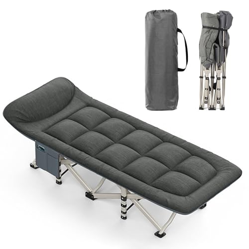 Norskskin Feldbett Campingbett 200 kg Liege Gästebett Klappliege mit Polsterung und Kissen für Camping Zelt von Norskskin