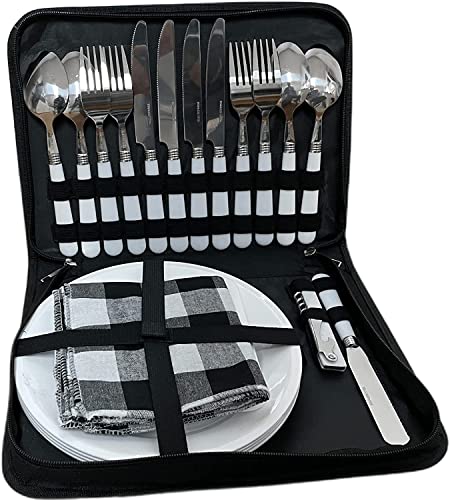 Picknick Besteck Set für 4 Personen Picknickkorb Camping Besteck 24 teilig Norskskin von Norskskin