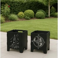 Feuertonne Cortenstahl Personalisierbar | Feuerkorb Mit Wunschmotiven Gartendeko 40x40x75 & 40x40x50 Rost Deko Outdoor Geschenk von NorthCutFL