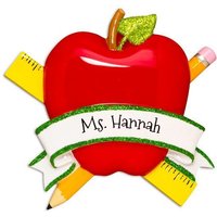 Personalisierte Lehrer Weihnachtsverzierung | Apfel Mit Lineal Bleistift Weihnachtsgeschenk Für von NorthPoleTreasures