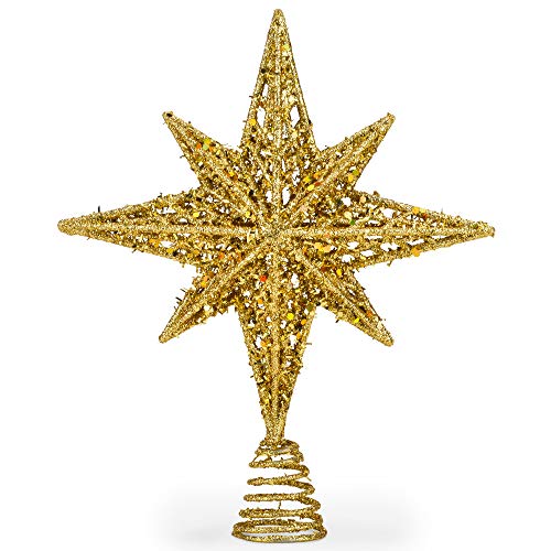20,3 cm große Christbaumspitze aus Bethlehem mit goldenem Stern | Christbaumspitze | Rustikale Baumspitze | Weihnachtsbaumspitze Stern für 9-183 cm große Bäume von NorthPoleXpress