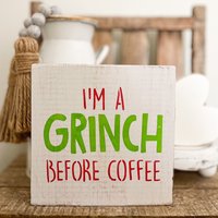 Grinch Vor Kaffee, Weihnachten Kaffee Schild, Bar Dekor, Kleines Holz Schild von NorthWoodsWicksCo