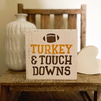 Thanksgiving-Dekor, Football-Zeichen, Thanksgiving-Zeichen, Abgestuftes Tablett-Dekor, Herbst-Wohnkultur von NorthWoodsWicksCo