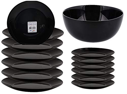 Northam 6-TLG.Set Geschirr Aus Opalglas Speiseteller Dessertteller Schale Schwarz (6er Set Snackteller) von Northam