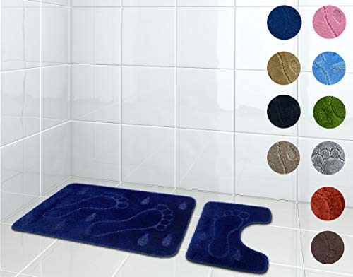 Northam Fußabdruck Badematte | Badvorleger rutschfest | waschbar und rutschfest | Badezimmerteppich | Flauschige Bodenmatte für Dusche Toilette WC (Grau) von Northam
