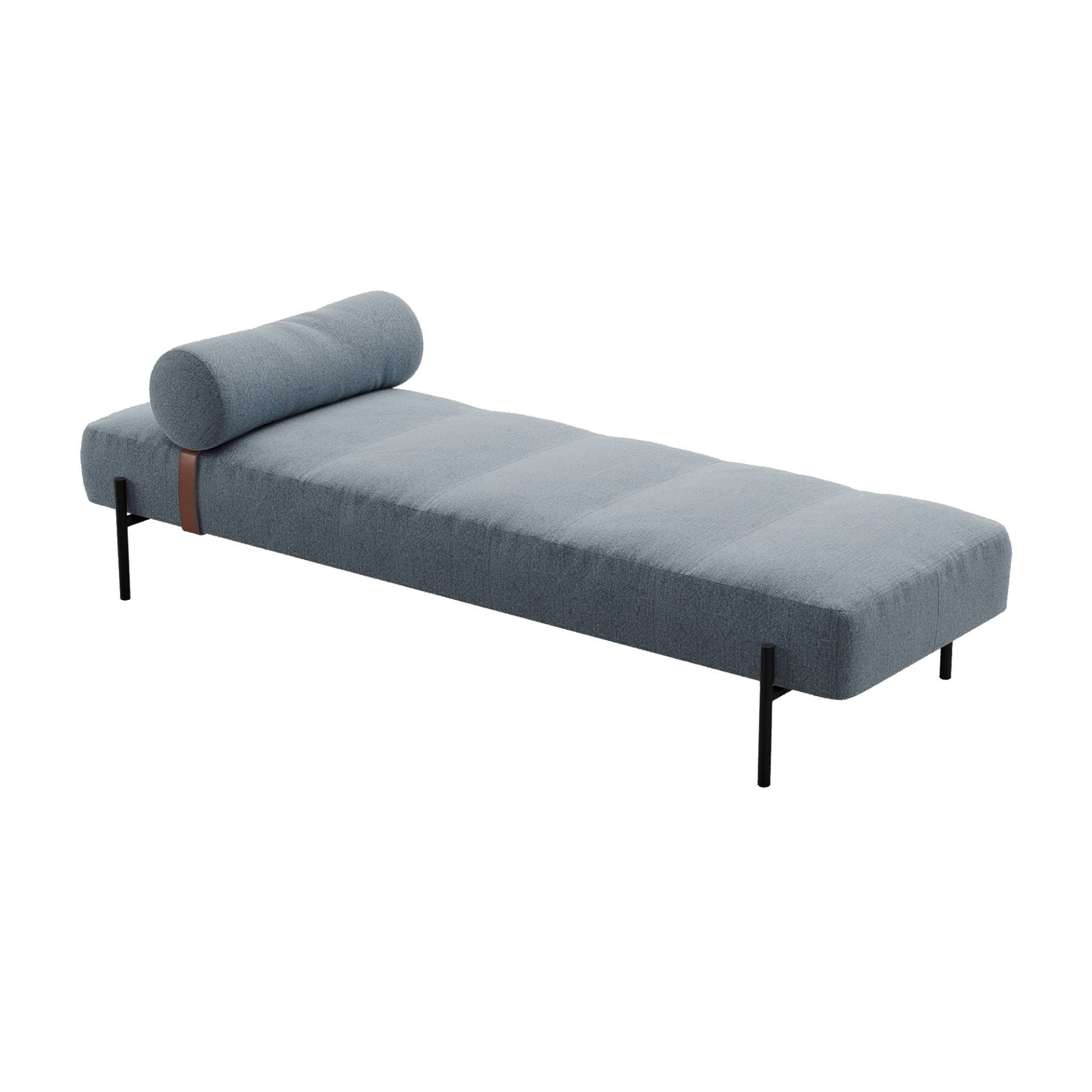 Northern - Daybed Schlafsofa Gestell schwarz - graublau/Kvadrat Brusvik 94/LxBxH 200x66x38cm/mit Nackenrolle von Northern