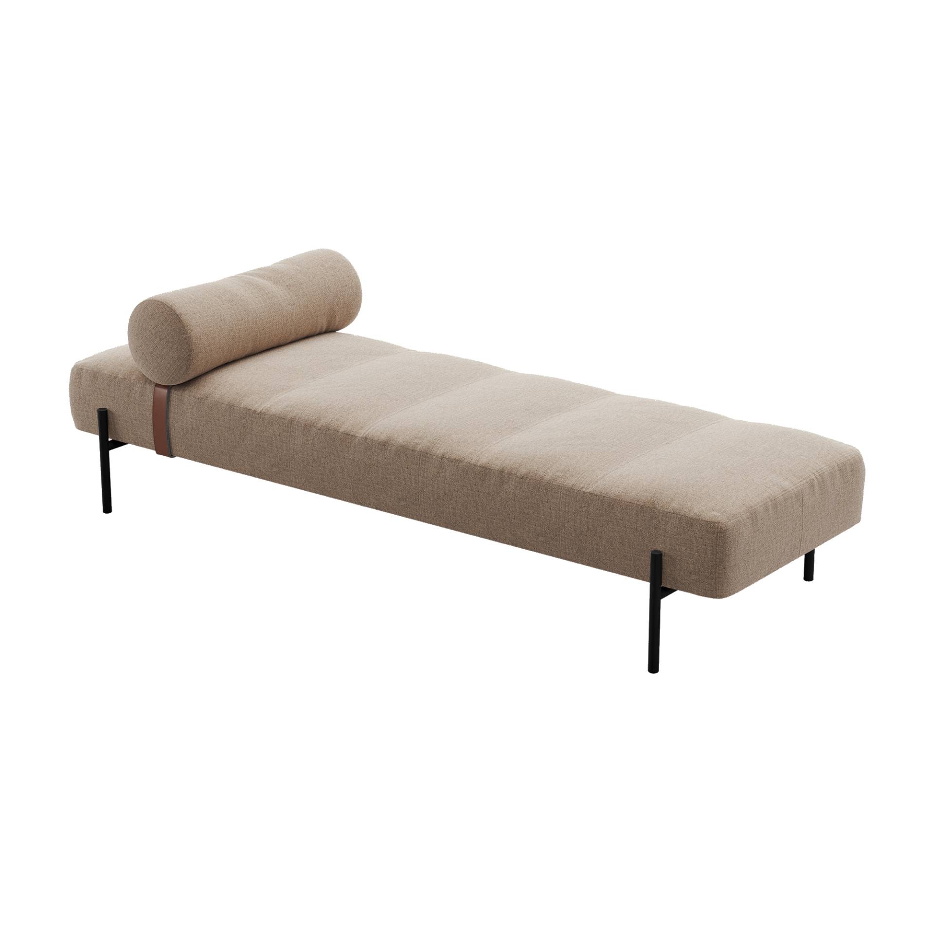 Northern - Daybed Schlafsofa Gestell schwarz - hellbraun/Kvadrat Brusvik 65/LxBxH 200x66x38cm/mit Nackenrolle von Northern