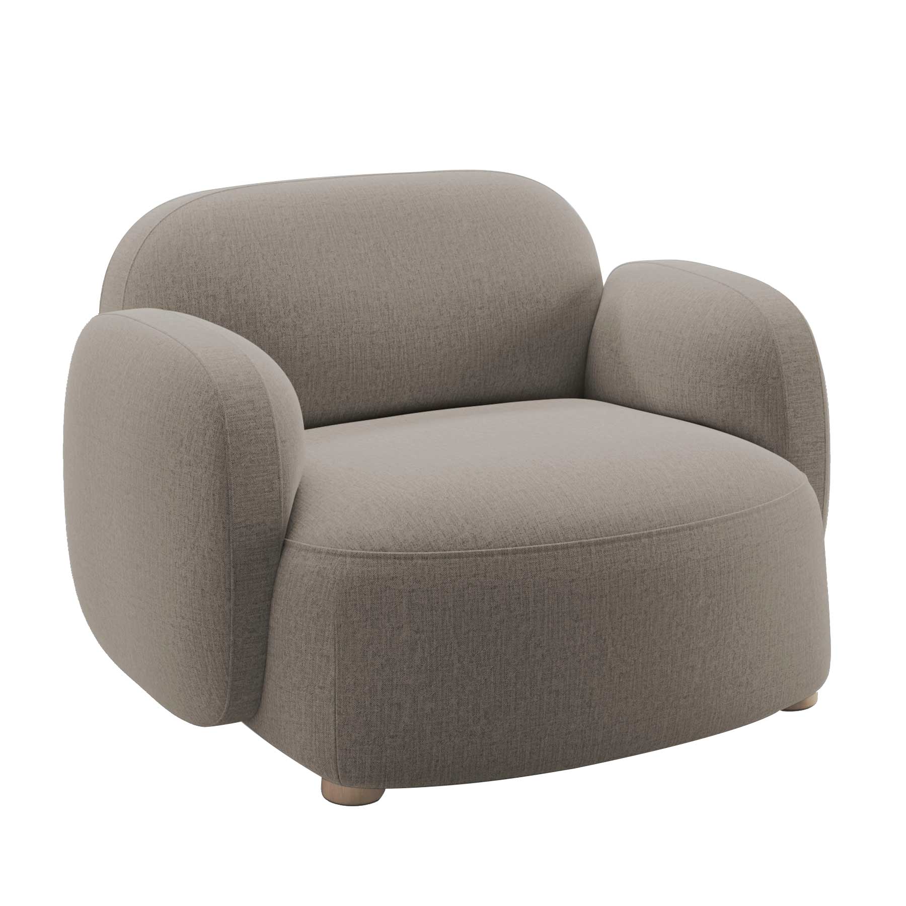 Northern - Gem Lounge Sessel mit Armlehnen - braun/Kvadrat Brusvik 66 (92 % Schurwolle, 8 % Polyamid)/Füße Eiche/BxHxT 100x69x84cm von Northern
