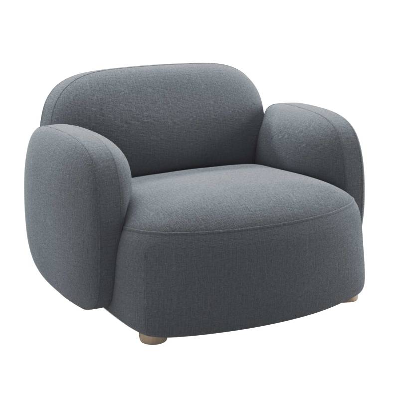 Northern - Gem Lounge Sessel mit Armlehnen - graublau/Kvadrat Brusvik 94 (92 % Schurwolle, 8 % Polyamid)/Füße Eiche/BxHxT 100x69x84cm von Northern