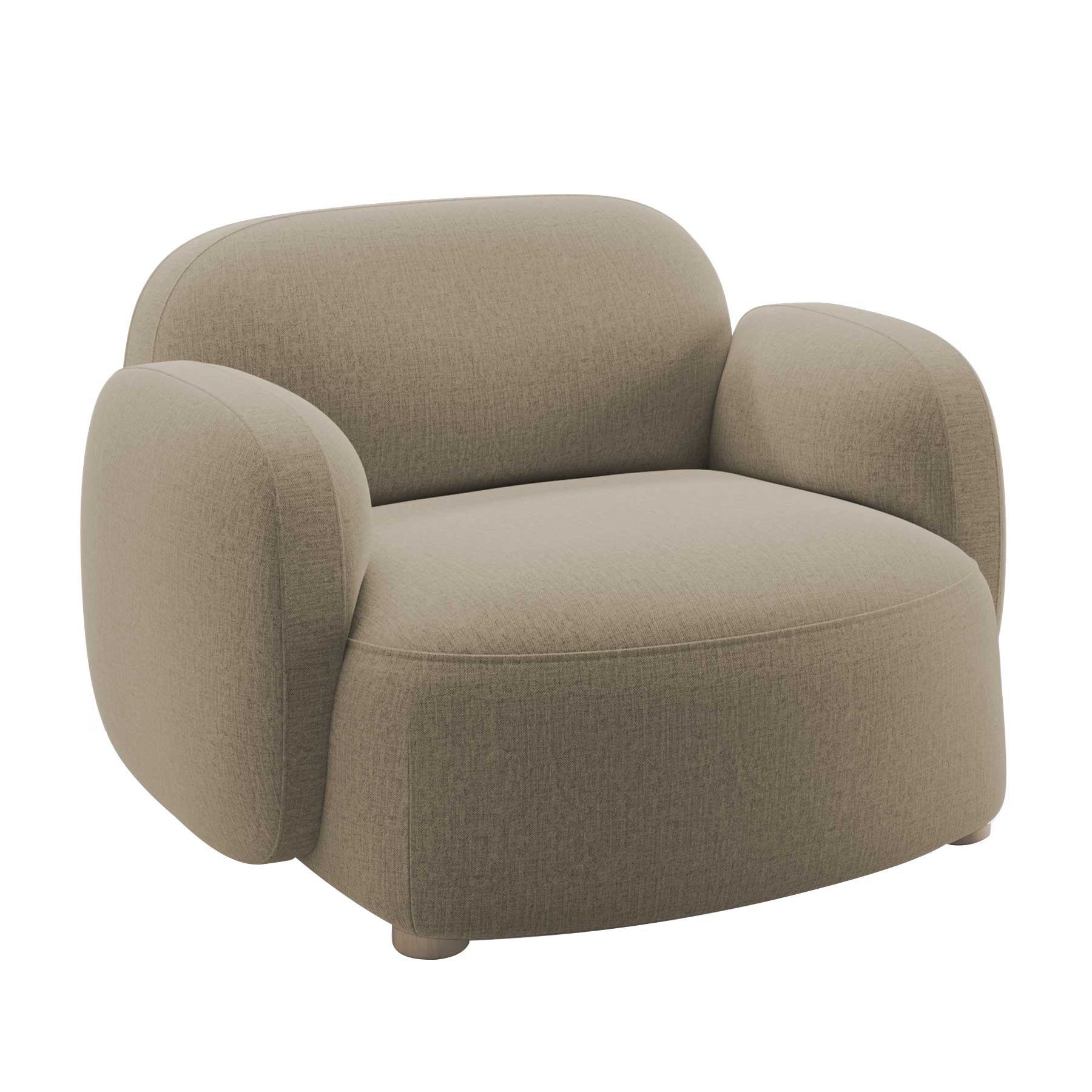 Northern - Gem Lounge Sessel mit Armlehnen - hellbraun/Kvadrat Brusvik 65 (92 % Schurwolle, 8 % Polyamid)/Füße Eiche/BxHxT 100x69x84cm von Northern