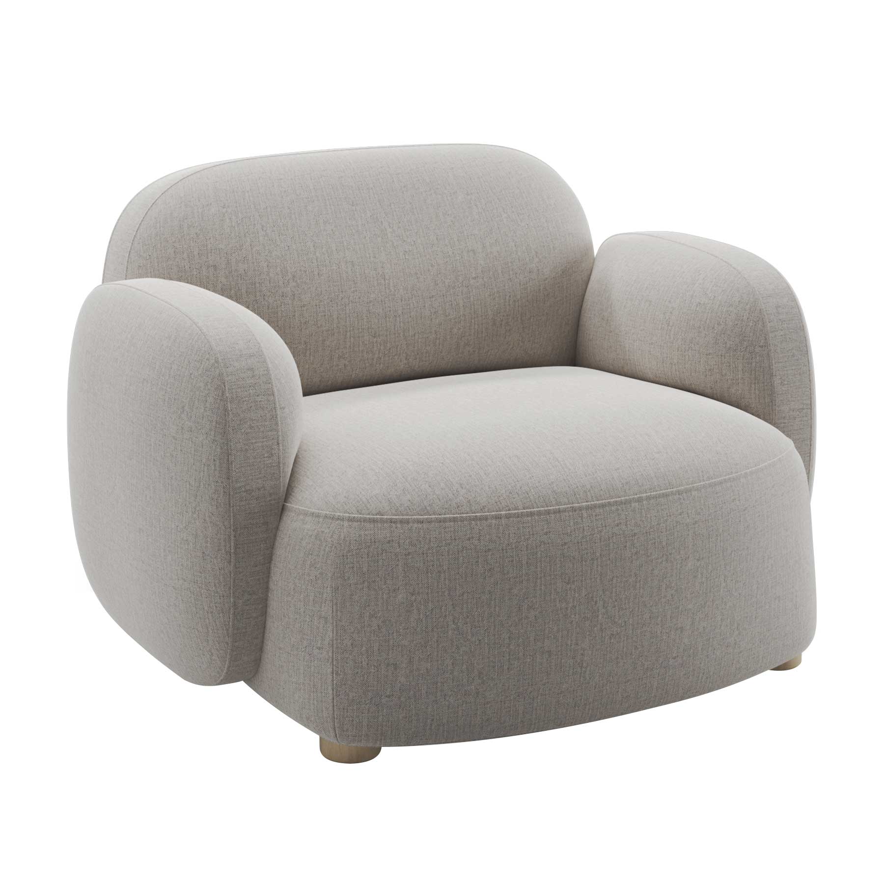 Northern - Gem Lounge Sessel mit Armlehnen - warmes hellgrau/Kvadrat Brusvik 02 (92 % Schurwolle, 8 % Polyamid)/Füße Eiche/BxHxT 100x69x84cm von Northern
