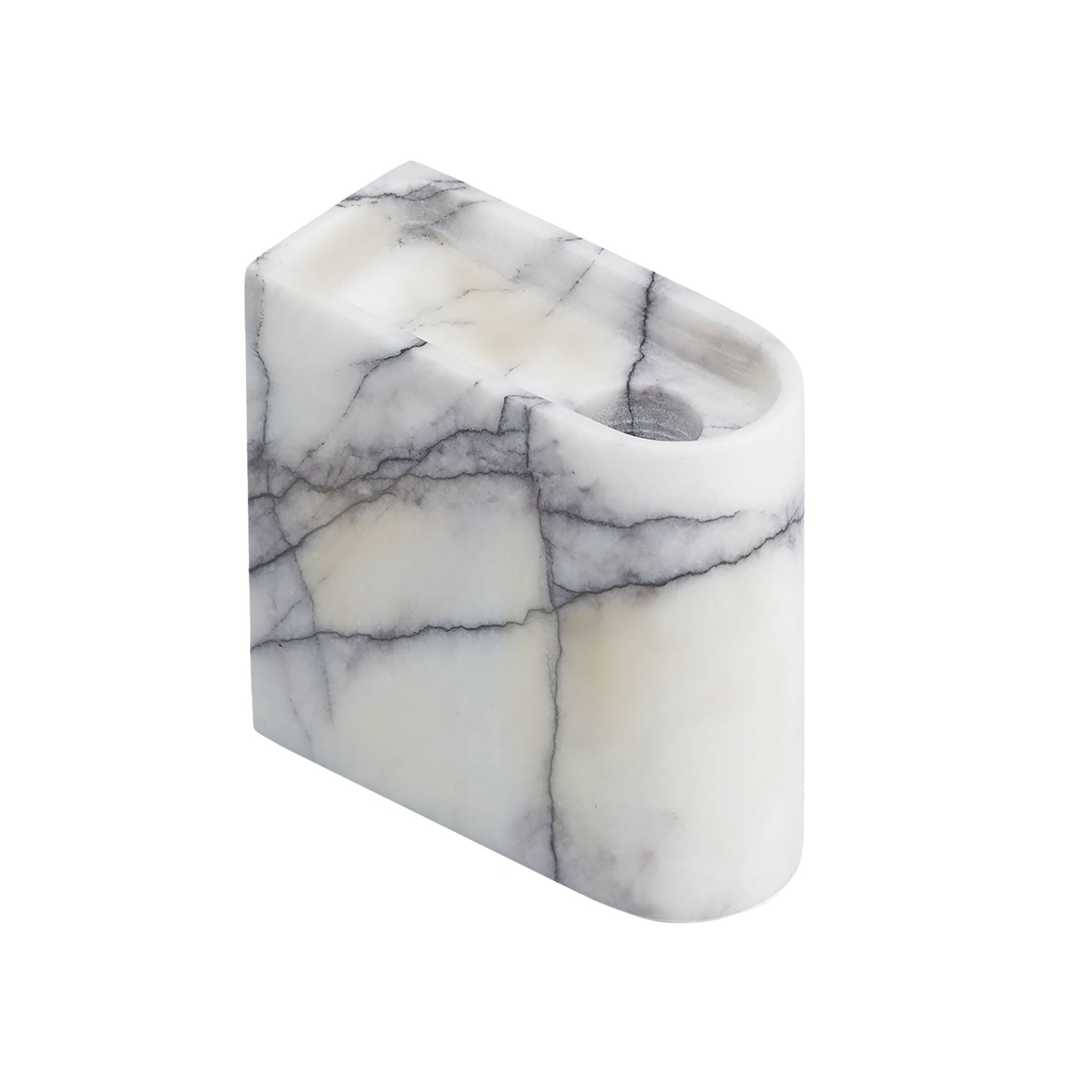 Northern - Monolith Kerzenhalter niedrig - gemischtes weiß/fliederfarbener Marmor/BxHxT 4x8x9cm/jedes Stück ein Unikat von Northern