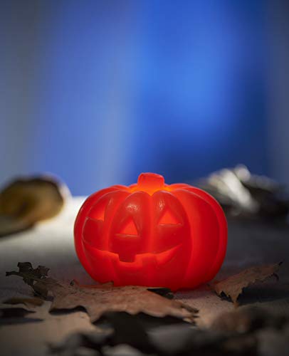 LED Halloween Dekoration Echtwachs Kerzen Kürbis Doppelpack Flackerlicht warmweiß inkl. Batterien Ø7,5cm von Northpoint