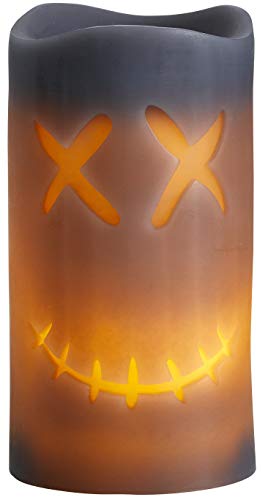 LED Halloween Dekoration Kerze Candle Echtwachs Flackerlicht warmweiß Creepyface von Northpoint