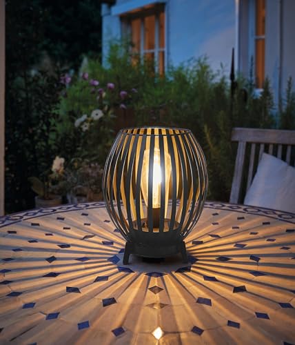 LED Solar Stehlampe Stehleuchte Tischlampe mit warmweißem Licht für den Außenbereich 68cm hoch (Streifen Anthrazit) von Northpoint