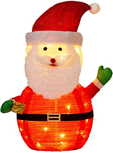 Mini LED Weihnachtsmann Weihnachtsdeko 70cm hoch mit 45 integrierten warmweiße LEDs zusammenfaltbar für Innen und Außen Gartendekoration Winterdekoration von Northpoint