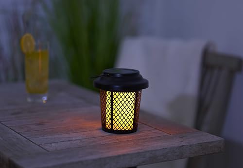 Northpoint 2 in 1 Solar Gartenleuchte-Tischlampe für Innen und Außen mit Dämmerungssensor, warmweiß, Flammeneffekt, 120cm hoch, bis zu 8 std. Laufzeit schwarz von Northpoint