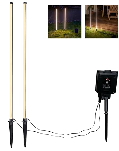 Northpoint 2er-Set Solar LED Wegeleuchte Gartenleuchte Außenbeleuchtung warmweiß wasserdicht mit Solar Panel 1200mAh wiederaufladbarer Akku von Northpoint