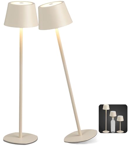Northpoint 3in1 LED Tischlampe Flaschenleuchte max. 45cm hoch mit 3000mAh Akku 200lm warmweißes Licht (3000K) stufenlos dimmbar für Innen und Außen (beige 2er-Set) von Northpoint