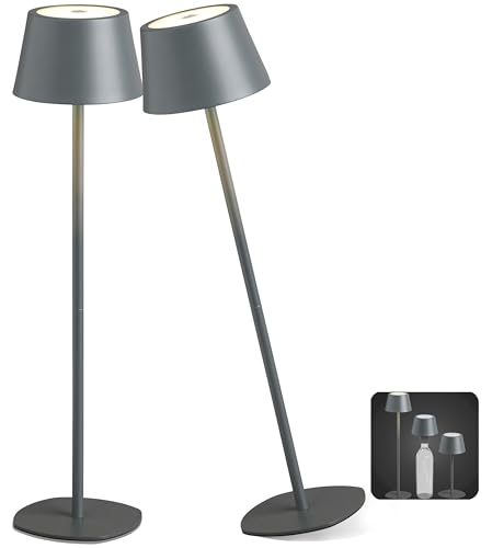 Northpoint 3in1 LED Tischlampe Flaschenleuchte max. 45cm hoch mit 3000mAh Akku 200lm warmweißes Licht (3000K) stufenlos dimmbar für Innen und Außen (grau 2er-Set) von Northpoint