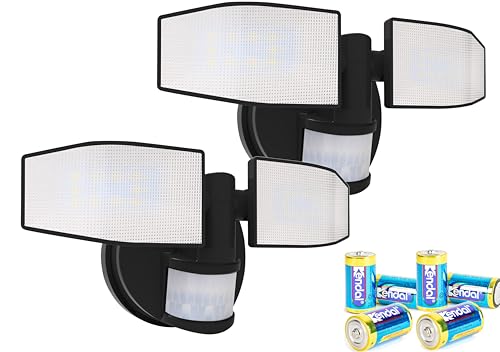 Northpoint Batterie LED Strahler mit Bewegungsmelder Fluter verstellbar Schwenkbar 400 Lumen Spritzwassergeschützt 5000K kaltweiß (Schwarz 2er-Set) von Northpoint