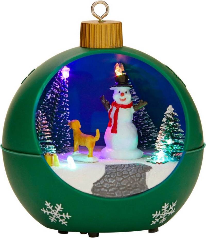 Northpoint Christbaumschmuck LED Weihnachtskugel mit Melodie Schneewirbeleffekt rotierenden Figuren von Northpoint