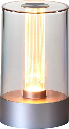 Northpoint Design LED Tischlampe Nachttischlampe Tischleuchte Warmweißes Licht mit beleuchtetem Glühdraht 1800mAh Akku Touch Schalter (Grau) von Northpoint