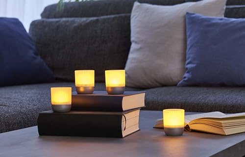 Northpoint LED Akku Lounge Lights 4er-Set mit Touchsensor Kabellos für Innen und Außen RGBW Flackereffekt Matt silber von Northpoint