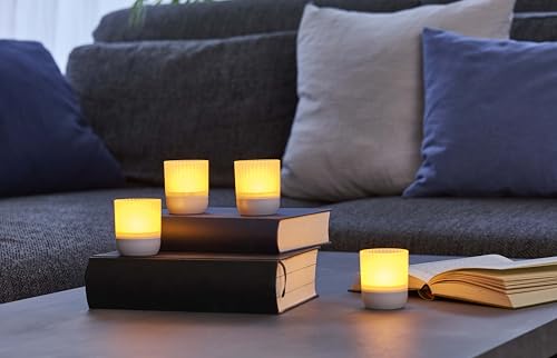 Northpoint LED Akku Lounge Lights 4er-Set mit Touchsensor Kabellos für Innen und Außen RGBW Flackereffekt Matt weiß von Northpoint