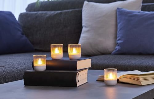 Northpoint LED Akku Lounge Lights 4er-Set mit Touchsensor Kabellos für Innen und Außen RGBW Flackereffekt Transparent weiß von Northpoint