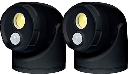 Northpoint LED Batterie Spot Strahler 2er-Set Flutlicht mit Bewegungsmelder und Erdspieß 5000K neutralweiß 450 Lumen integrierter Timer ohne Batterien (Schwarz) von Northpoint