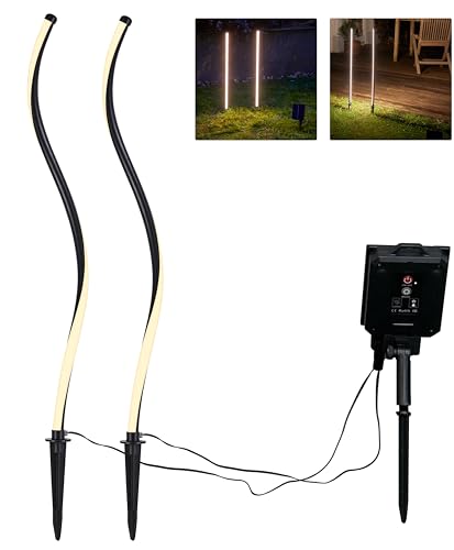 Northpoint LED Gartenstecker 2er-Set Solar Dekorationslicht warmweißes Licht wetterfest Dämmerungssensor (Twisted) von Northpoint