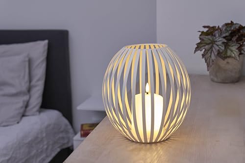 Northpoint LED Kerzenlaterne Windlicht für Innen und Außen batteriebetrieben warmweißes Licht mit Timer Kerzenschein Flackereffekt Weiß von Northpoint