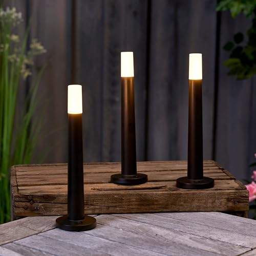 Northpoint LED Lounge Stabkerzen 3er-Set für Innen und Außen Dimmbar Warmweiß Touchtaste Ladeschale Indikationsleuchte (schwarz) von Northpoint