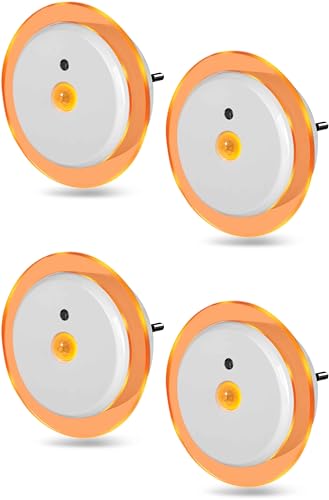 Northpoint LED Nachtlicht Bernsteinweißes Licht (1500-1800K) 2er-Set (4 Stk. Rund mit Dämmerungssensor und Bewegungsmelder Reichweite 3m Steckdosenbetrieben) von Northpoint