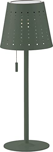Northpoint LED Outdoor Tischleuchte wiederaufladbar 2200mAh Akku Metall Solar Panel Wasserfest dimmbar 3 Stufen (Grau Grün) von Northpoint