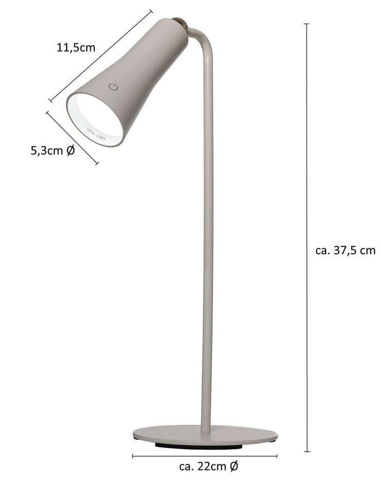 Northpoint LED Schreibtischlampe 3in1 Akku Tischlampe 4-stufig dimmbar klatweiß 6500K 150lm Touchtaste von Northpoint