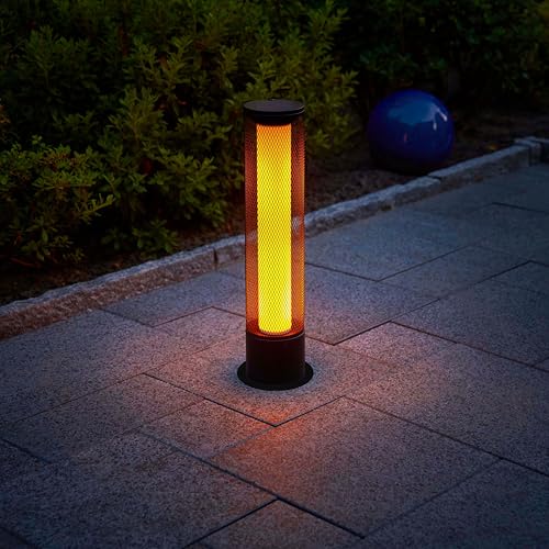 Northpoint LED Solar Flammenlichtsäule 59 cm hoch Flammeneffekt oder Dauerlicht mit austauschbarem Akku Dämmerungssensor für Garten Balkon und Terrasse (Netzoptik) von Northpoint