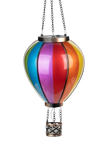 Northpoint LED Solar Laterne XL Heißluftballon Windlicht Metall-Gestell Kunststoff ca. 58 cm hoch Außenbereich Dekoration Garten Solarpanel (Regenbogen XL) von Northpoint