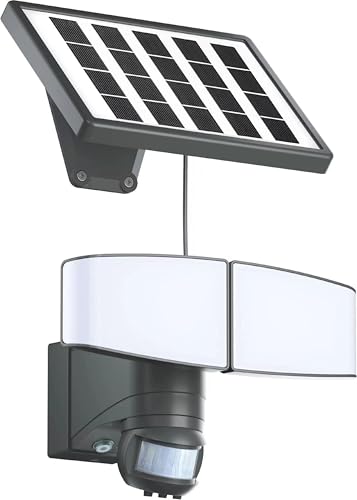 Northpoint LED Solar Strahler Flutlicht Fluter mit Bewegungsmelder Leuchtdauer, Sensitivität und Dämmerungssensor einstellbar für Innen und Außen 6000K kaltweiß 900 Lumen (Grau) von Northpoint