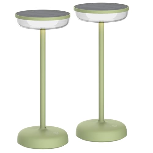 Northpoint LED Solar Tischlampe Tischleuchte mit Akku Cocktaillampe USB-C stufenlos dimmbar wetterfest Outdoor (2er-Set grün) von Northpoint