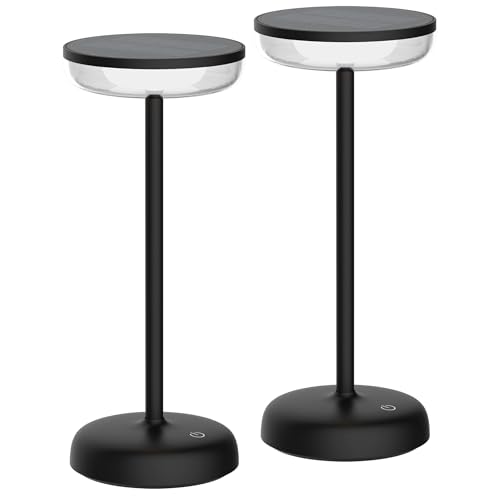 Northpoint LED Solar Tischlampe Tischleuchte mit Akku Cocktaillampe USB-C stufenlos dimmbar wetterfest Outdoor (2er-Set schwarz) von Northpoint