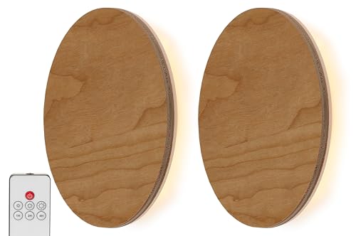Northpoint LED Wandleuchte Indirektes Licht Echtholz (2er-Set Fernbedienung mit Timer Kirschholz) von Northpoint